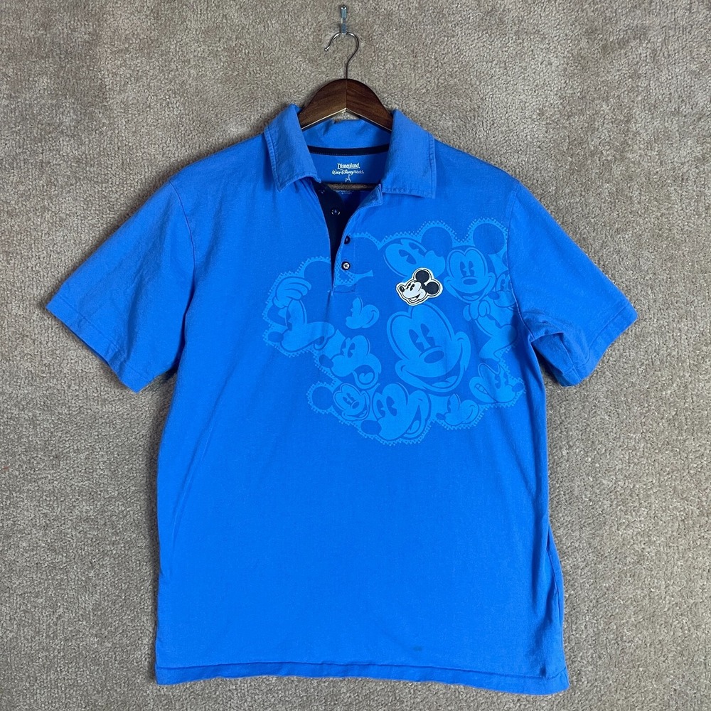 Disneyland Resort Polo Shirt Mens Medium M Blue Mickey Mouse Short Sleeve Cotton